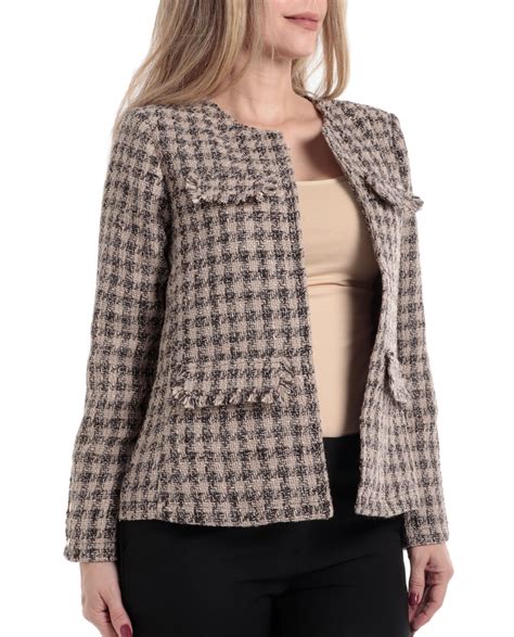 Chaqueta Raschel de tweed en azul .